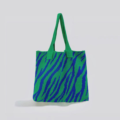 Zebra Print Knitted Tote Bag