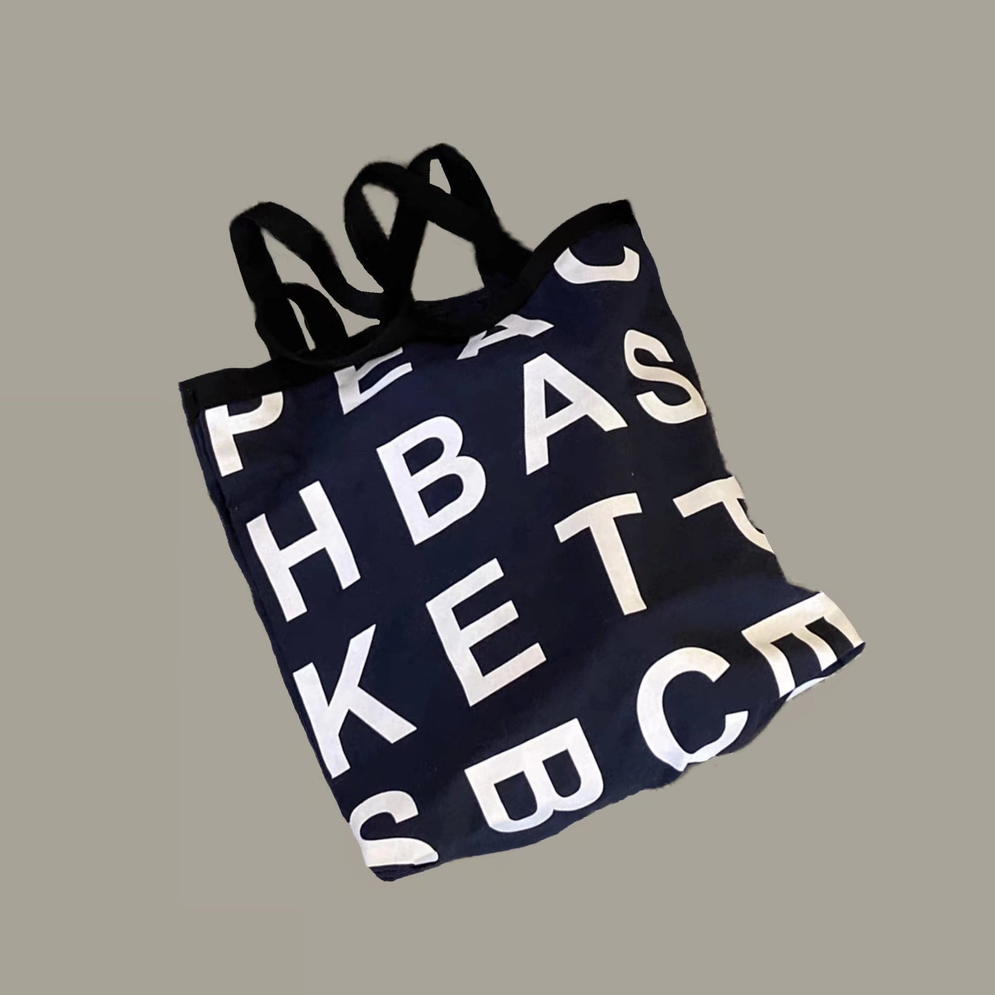 Alphabet Canvas Tote Bag With Double Strap