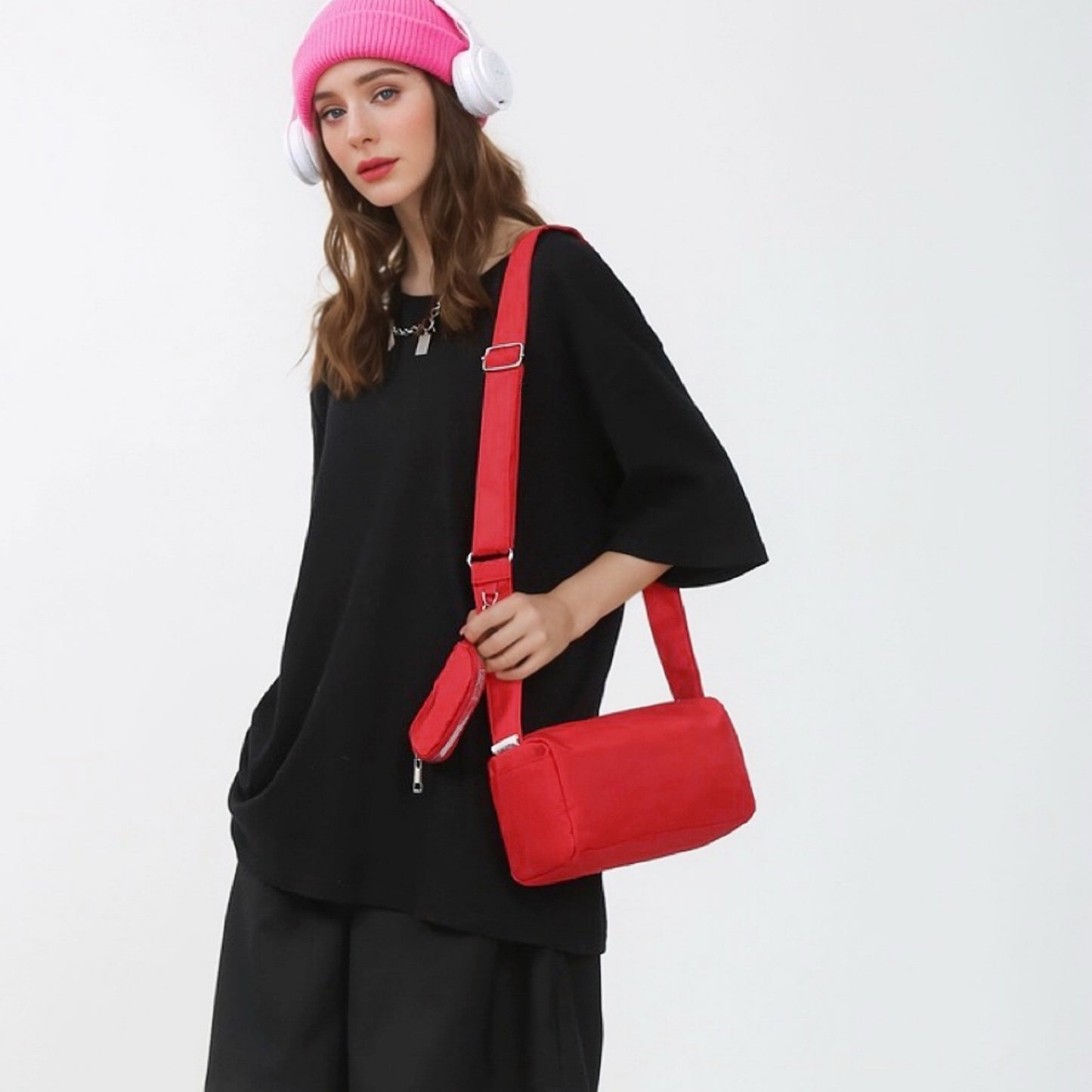 Nylon Brick Cassette Crossbody Bag