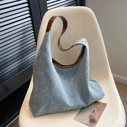 Borsa a tracolla in denim con motivo a rombi