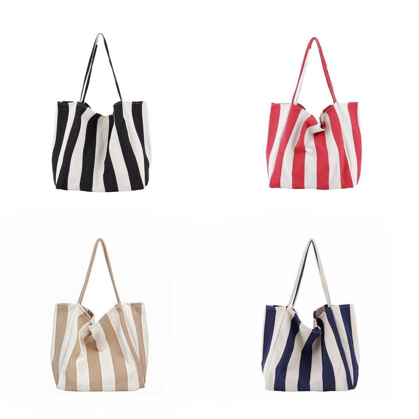 Wide Stripe Canvas Tote Bag