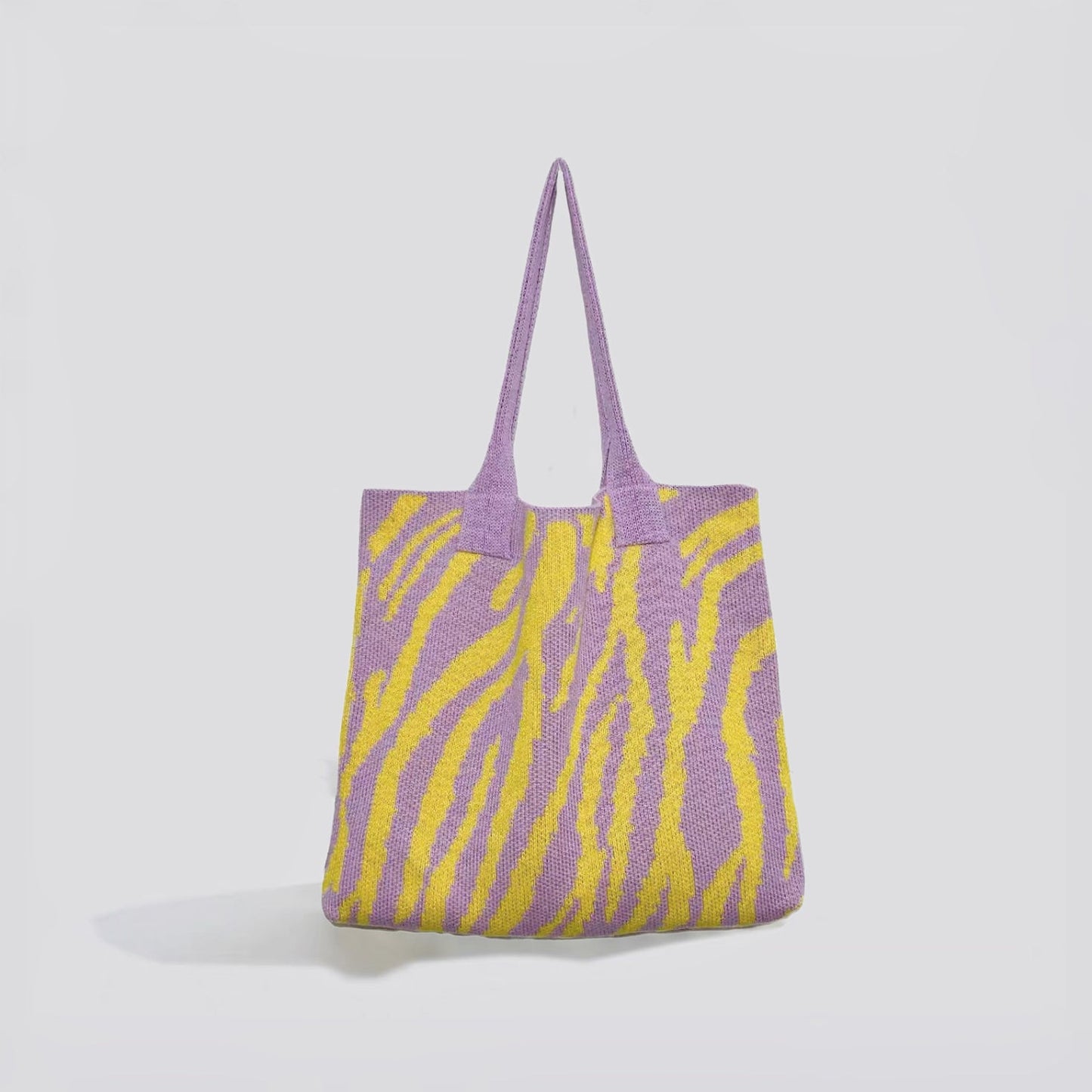 Zebra Print Knitted Tote Bag