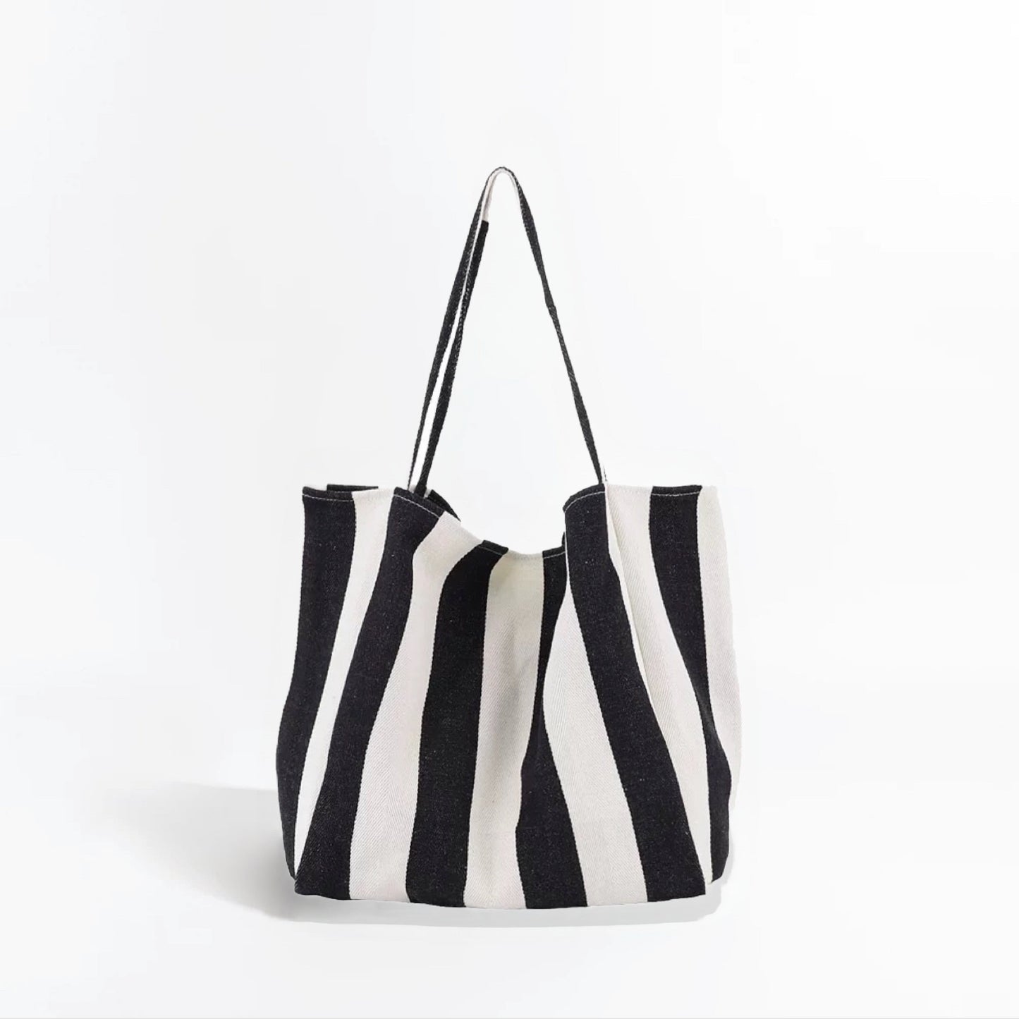 Wide Stripe Canvas Tote Bag