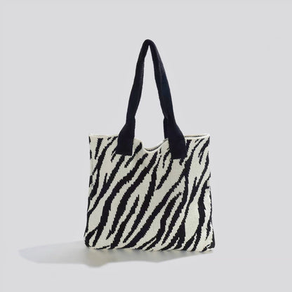 Zebra Print Knitted Tote Bag